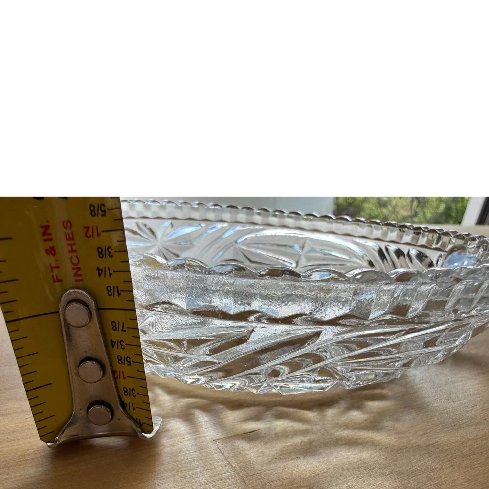 Vintage Pressed Glass Candy Dish Starburst Handle Grandmillennial